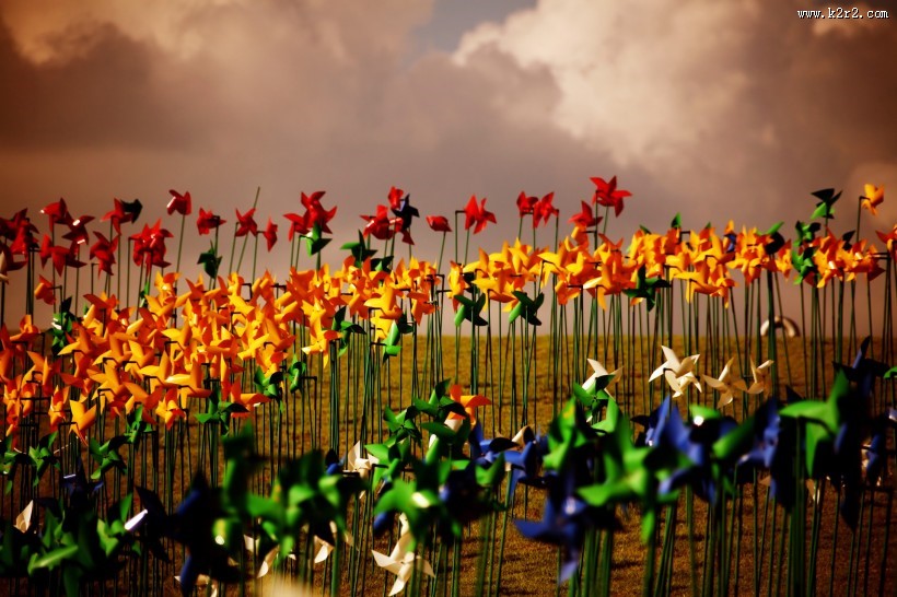 户外纸风车图片