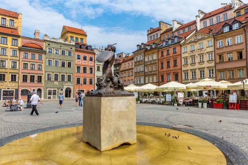 欧洲波兰华沙老城建筑风景图片