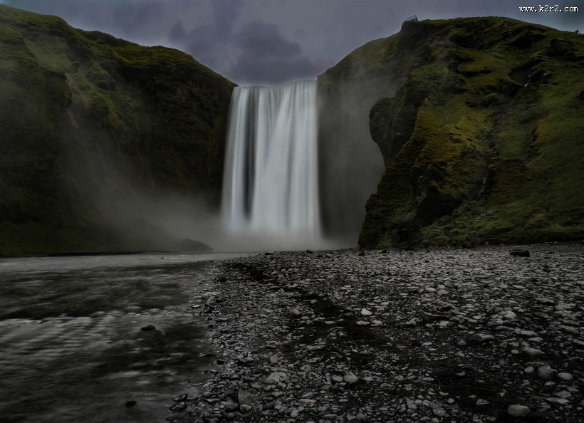 冰岛共和国斯科加瀑布图片大全