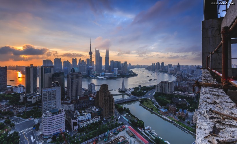 上海陆家嘴日出风景图片