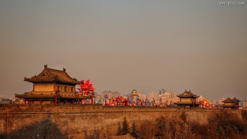 陕西西安古城墙建筑风景图片