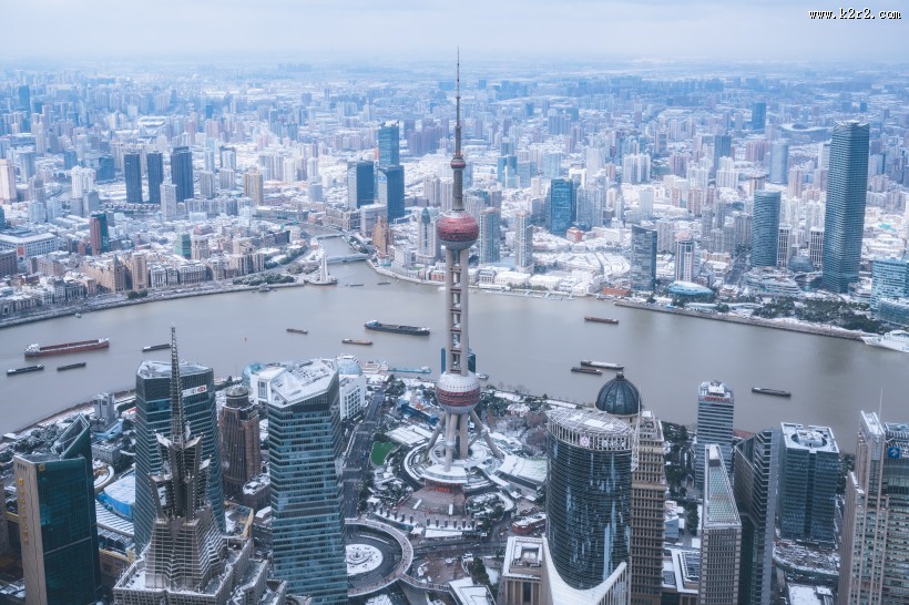 上海雨雪天气建筑风景图片