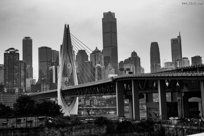 雾都重庆黑白照片风景图片