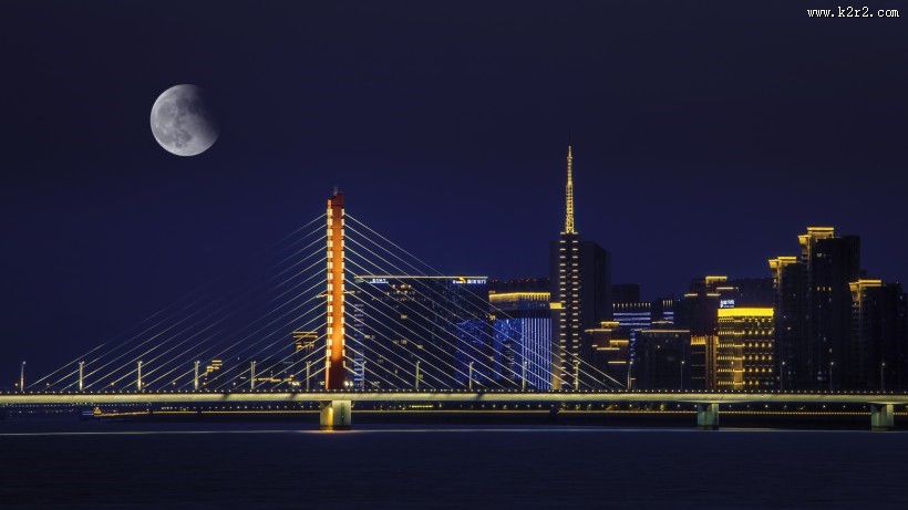 城市大桥夜景图片