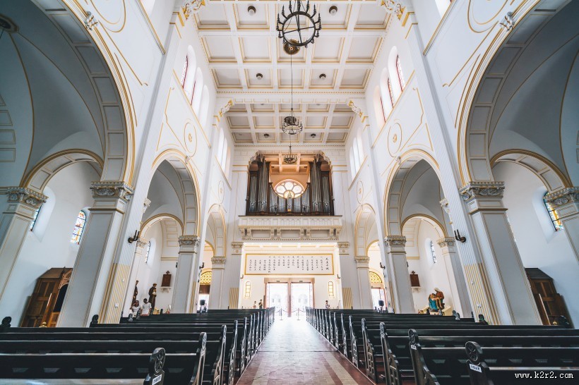 山东青岛天主教堂内部建筑风景图片