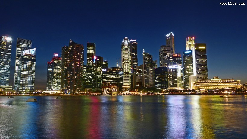 新加坡优美城市夜景图片