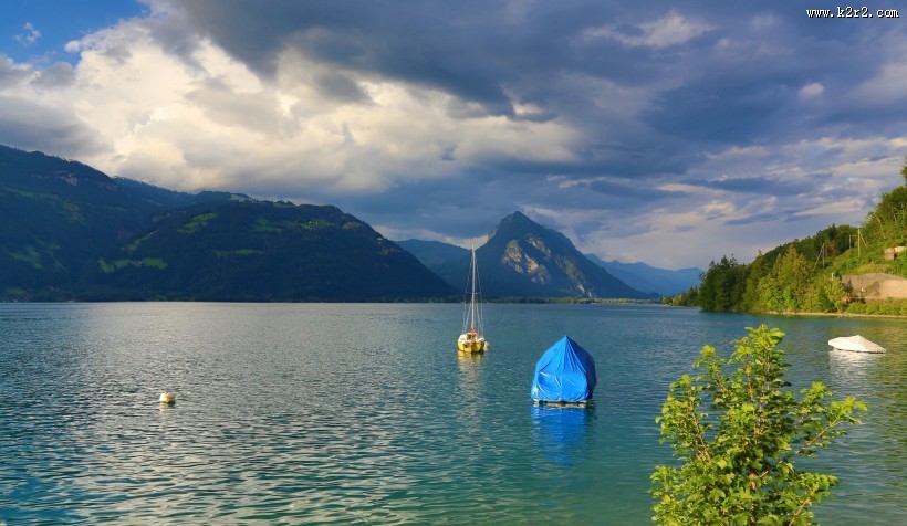 瑞士图恩湖风景图片