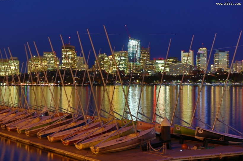 美国查尔斯河夜景图片