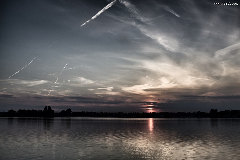 德国多瑙河日落风景图片