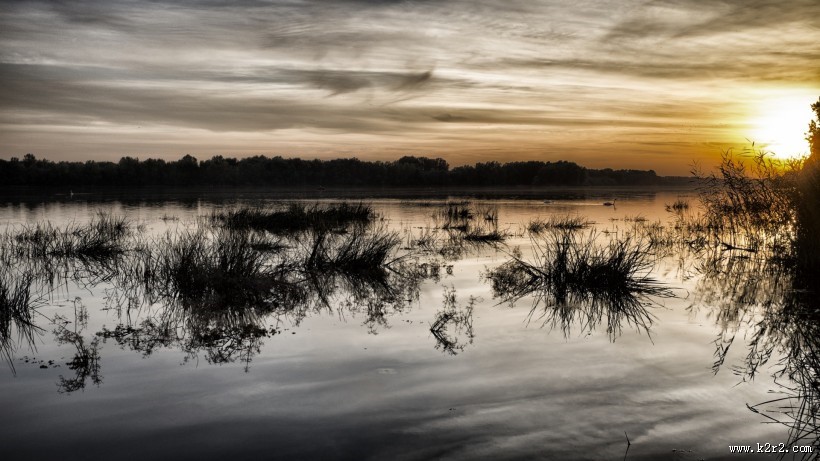 德国多瑙河日落风景图片