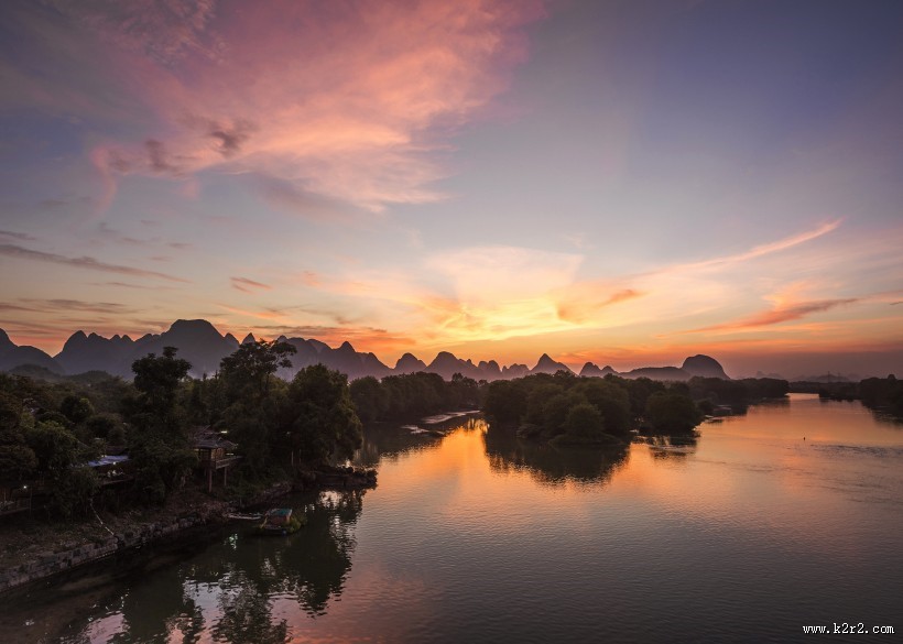 广西桂林漓江晚霞风景图片大全