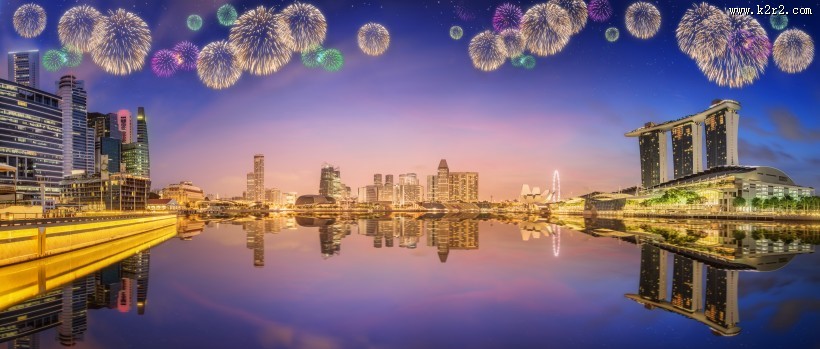 城市烟花夜景图片