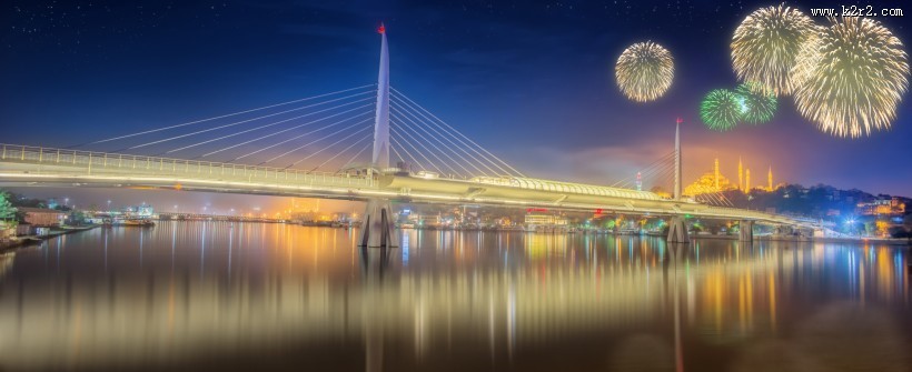 城市烟花夜景图片