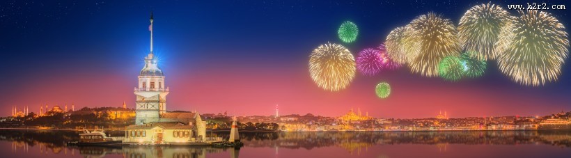 城市烟花夜景图片