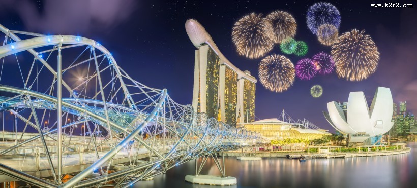 城市烟花夜景图片