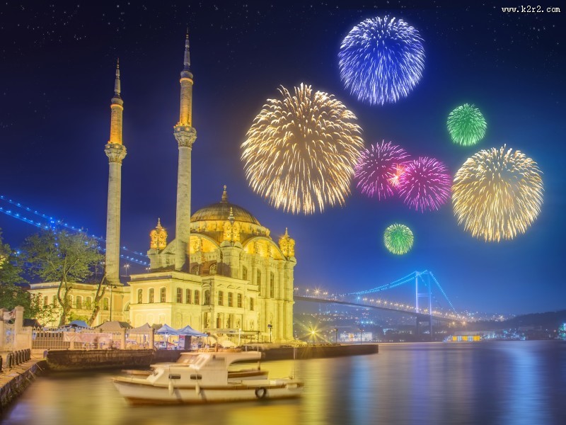 城市烟花夜景图片