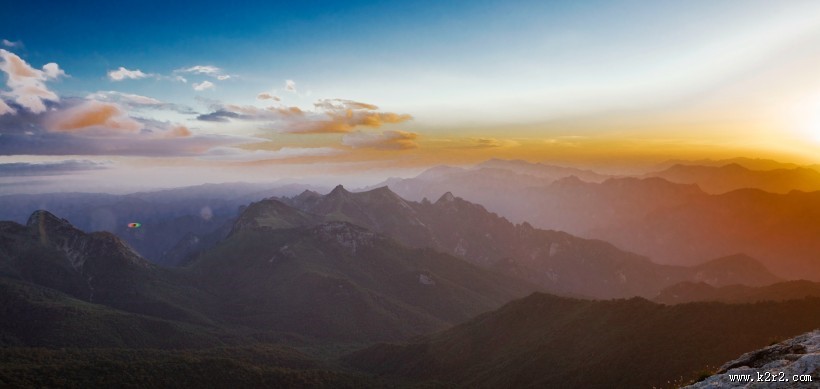 西安秦岭光头山日落风景图片