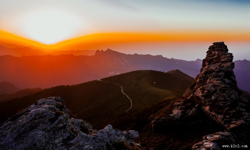 西安秦岭光头山日落风景图片