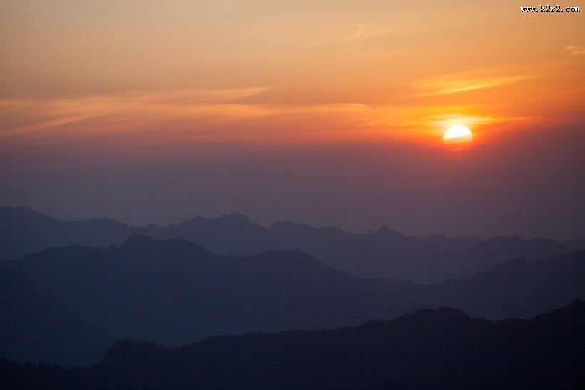 西安秦岭光头山日落风景图片