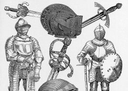 手绘古代兵器盔甲图片