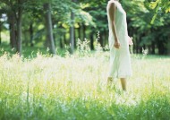 女性和绿色森林图片大全