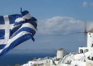 随风摆动的希腊国旗图片