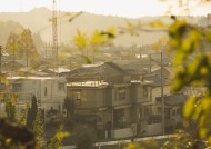 夕阳的城镇图片