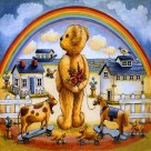 可爱卡通熊家居三联画图片