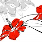 喜庆红色花朵三联画图片