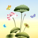 端庄大气花朵三联画图片