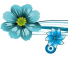 蓝色花朵三联画图片大全