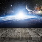 木板星空景色图片