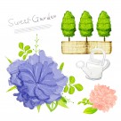 韩国手绘水彩花朵素材图片大全