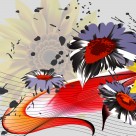 黄色花朵三联画挂画图片