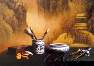 温馨家庭花园油画图片