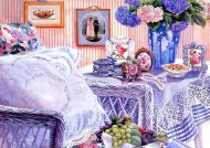 温馨家庭花园油画图片