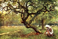 清新水彩画乡村风景图片