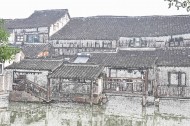 彩笔画乌镇图片大全