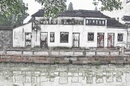 彩笔画乌镇图片大全