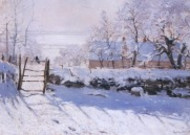 冬日雪景油画图片