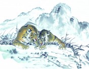 老虎水墨画图片