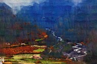 四川阿坝米亚罗风景油画效果图片大全