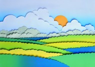 日出日落纸雕图片