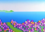 河流花朵纸雕图片