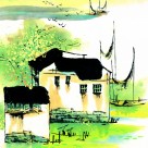 江南水乡夏天水墨图片