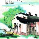 江南水乡夏天水墨图片