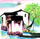 江南水乡夏天水墨图片