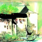江南水乡夏天水墨图片