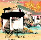 江南水乡秋天水墨图片