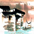 江南水乡秋天水墨图片